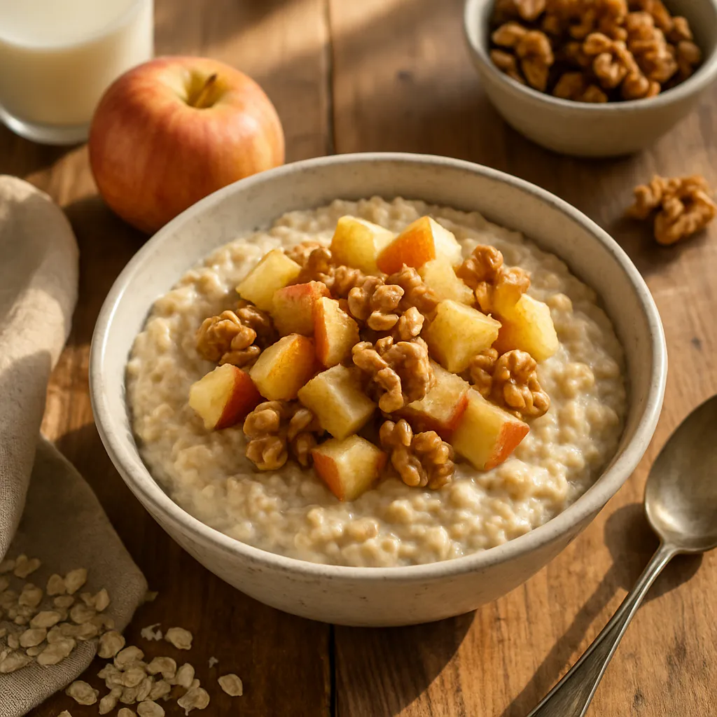 Apfel-Zimt-Porridge mit Walnüssen