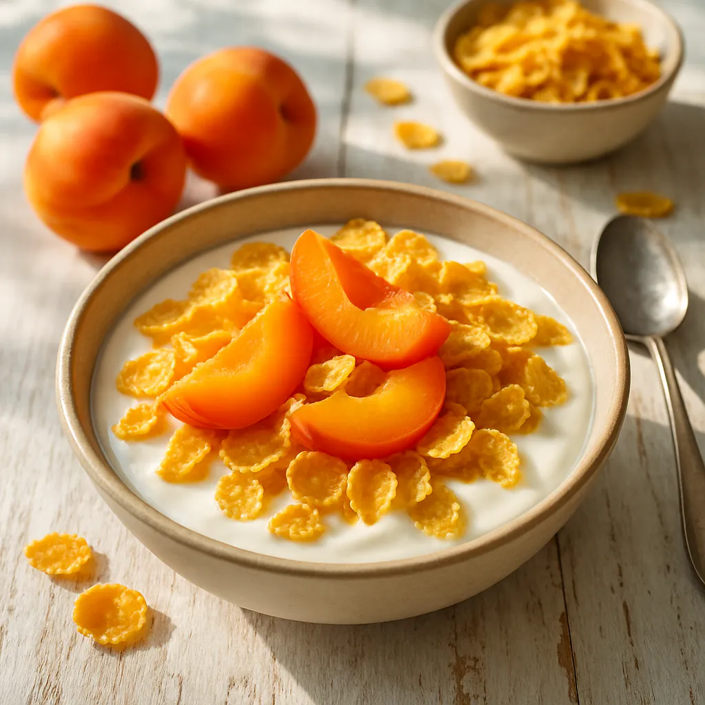 Aprikosen-Joghurt mit Cornflakes