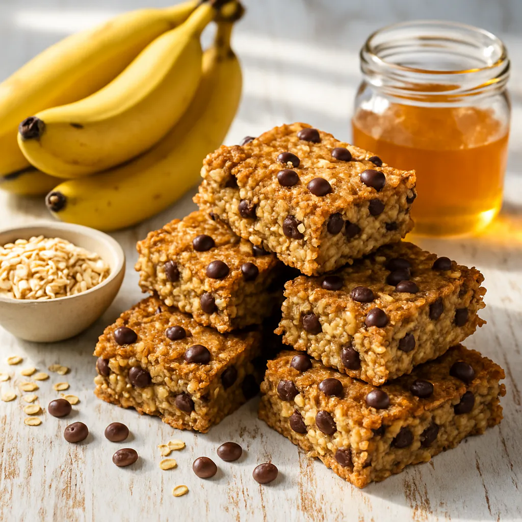 Bananen-Hafer-Riegel mit Schoko-Drops