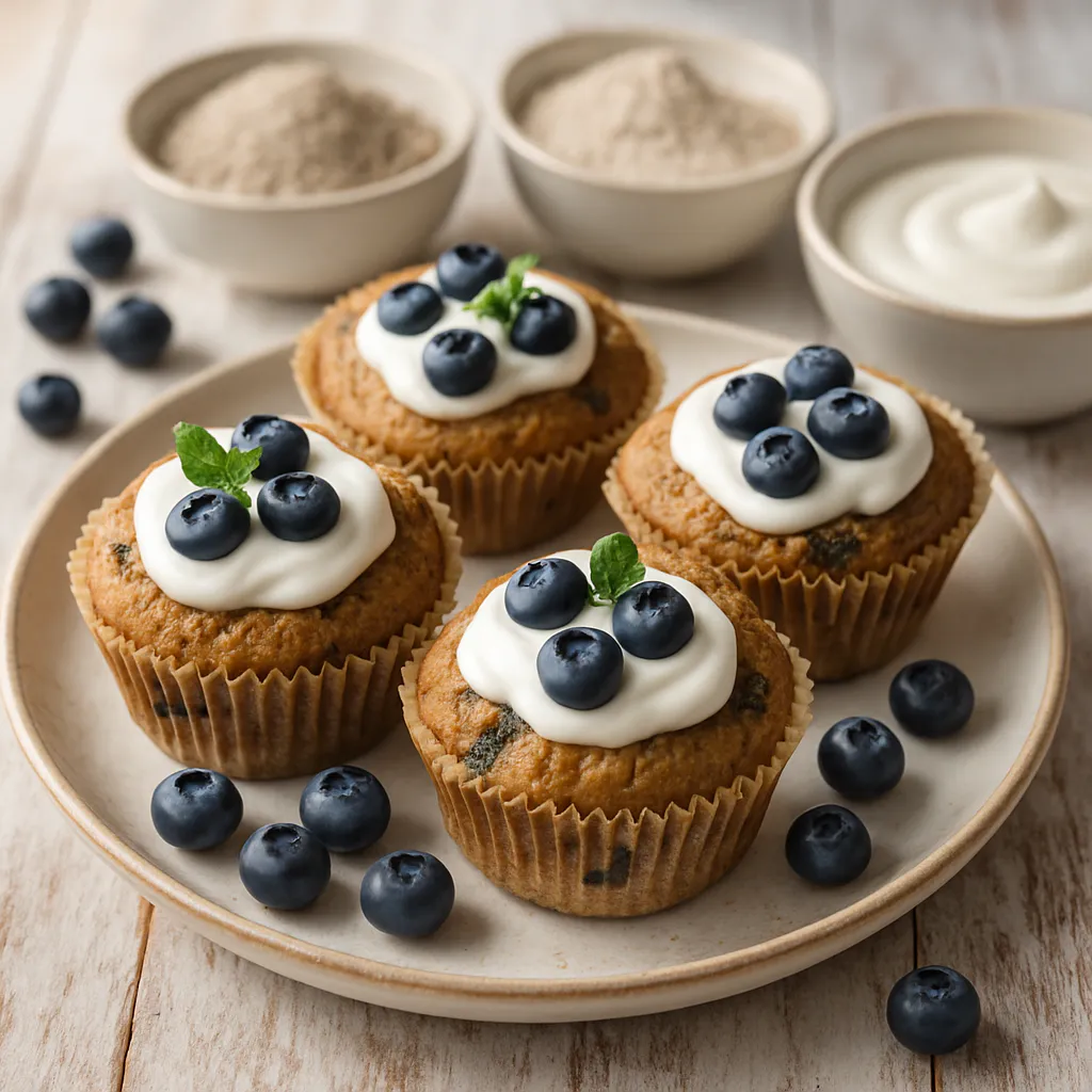 Buchweizen-Muffins mit Heidelbeeren und Joghurt
