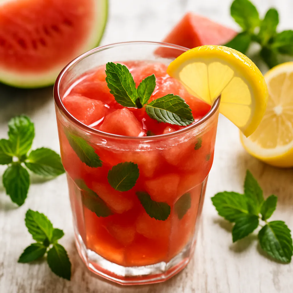 Bunte Wassermelonen-Limonade mit Minze