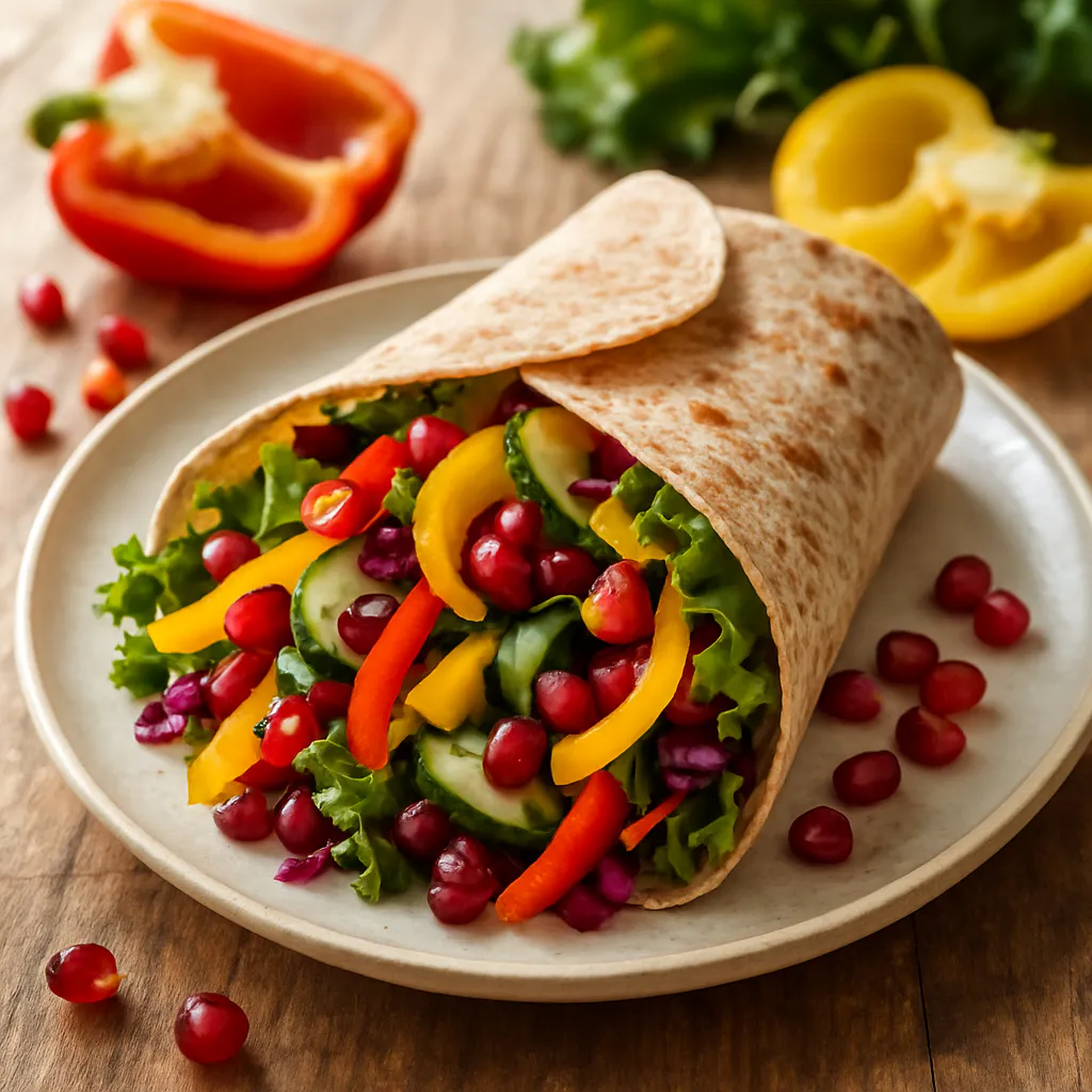 Bunter Gemüse-Wrap mit Paprika und Granatapfel