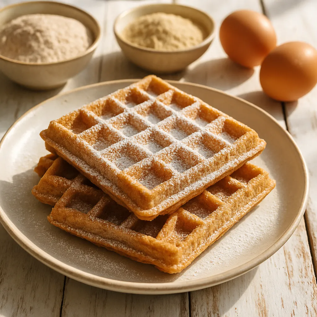 Dinkel-Waffeln mit Puderzucker