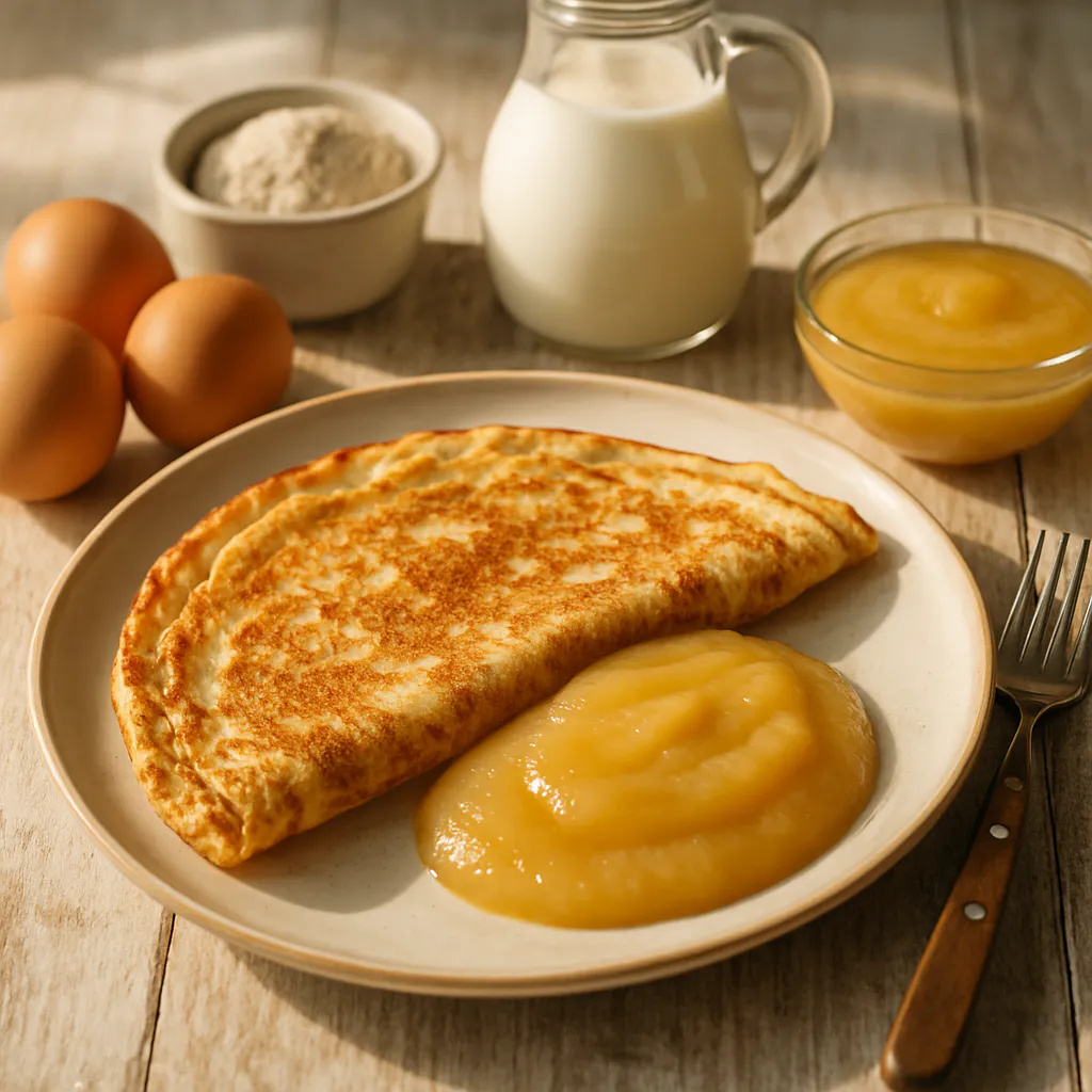 Eierkuchen mit Apfelmus