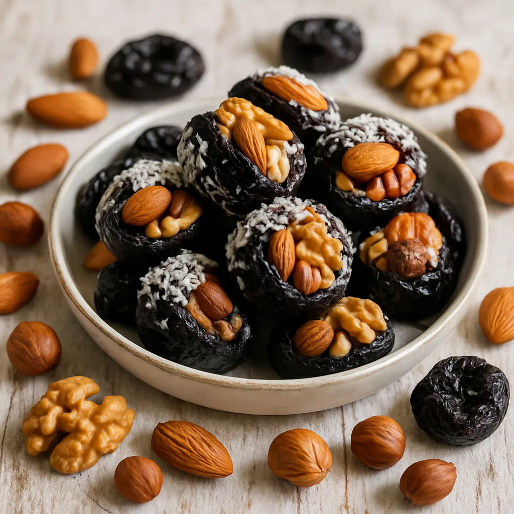 Energie-Snack: Trockenpflaumen mit Nüssen
