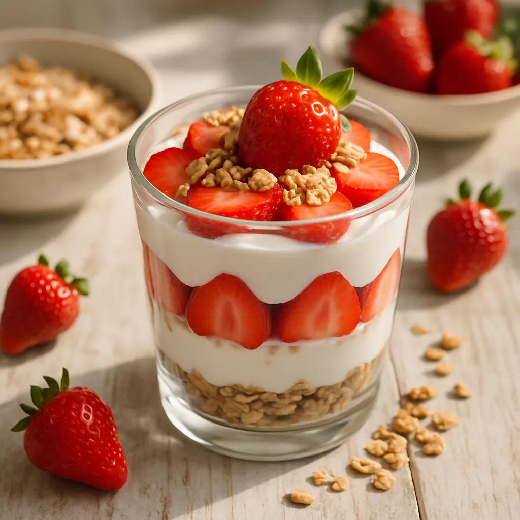 Erdbeer-Joghurt-Schichten mit Müsli