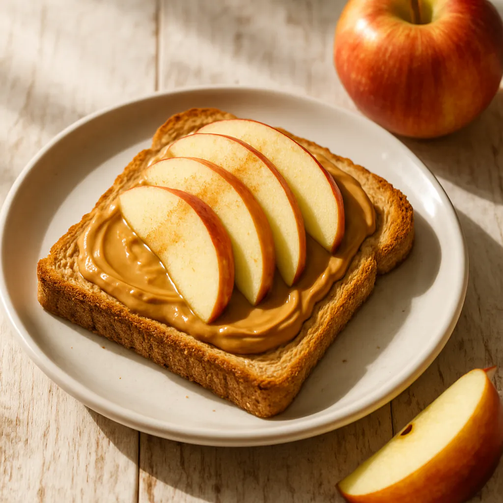 Erdnussbutter-Toast mit Apfelscheiben