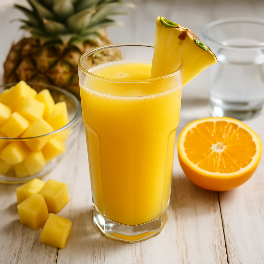 Erfrischender Ananas-Orangen-Saft