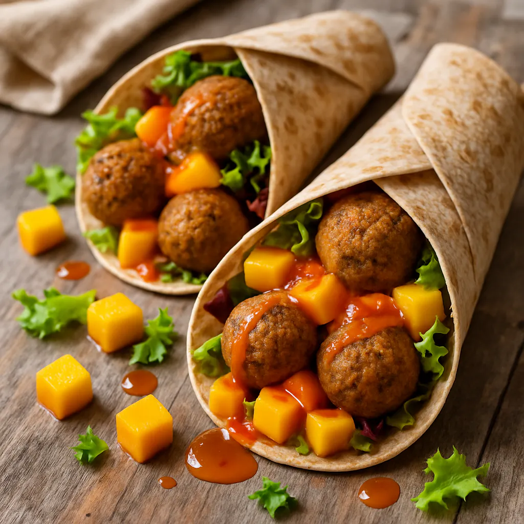 Falafel-Wraps mit Mango-Chili-Sauce