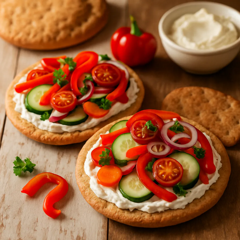 Fladenbrot mit Frischkäse und Rohkost