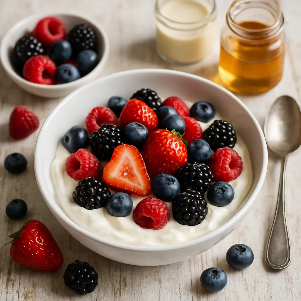 Frische Beeren mit Vanille-Quark