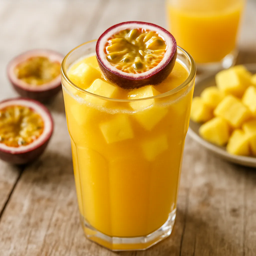 Fruchtiger Passionsfrucht-Ananas-Drink