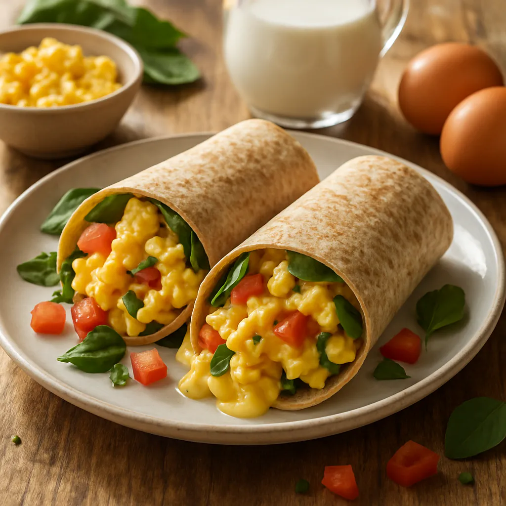 Frühstücks-Wrap mit Rührei und Käse