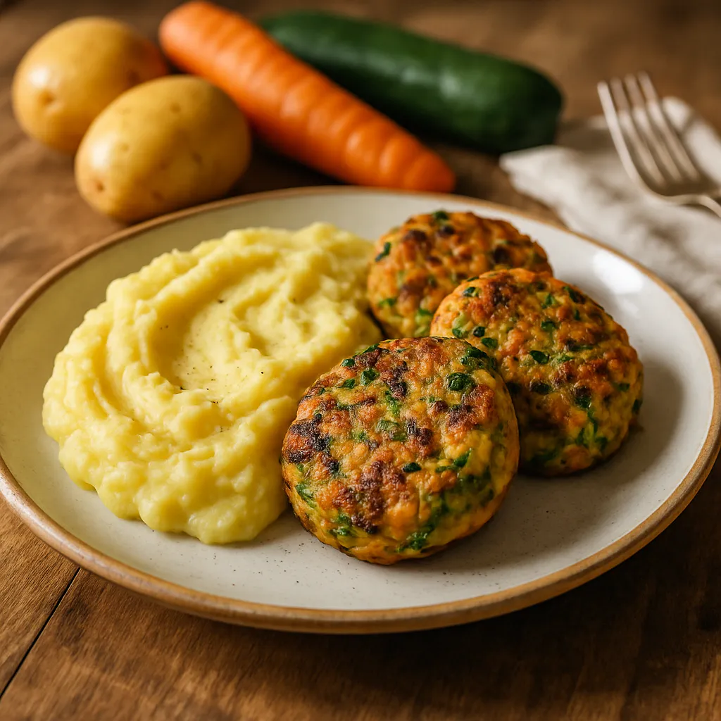 Gemüse-Frikadellen mit Kartoffelpüree