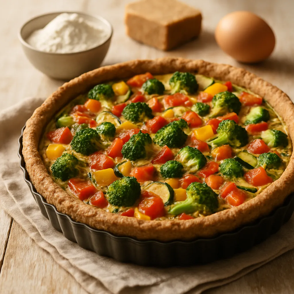 Gemüse-Quiche mit dicker Vollkornkruste