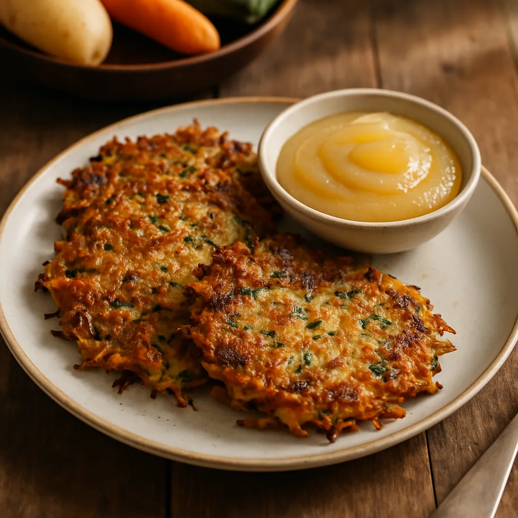 Gemüsepuffer mit Apfelmus