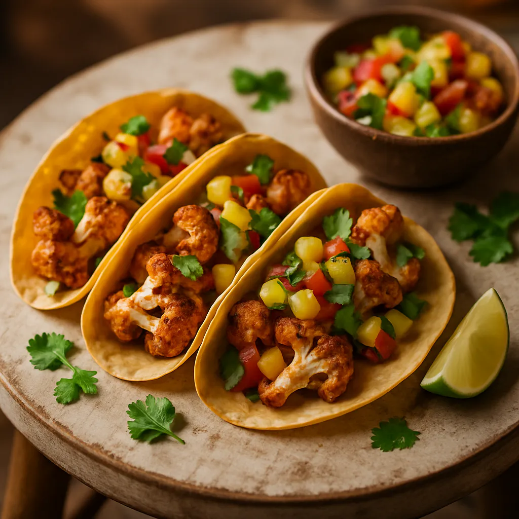 Geröstete Blumenkohl-Tacos mit Ananas-Salsa