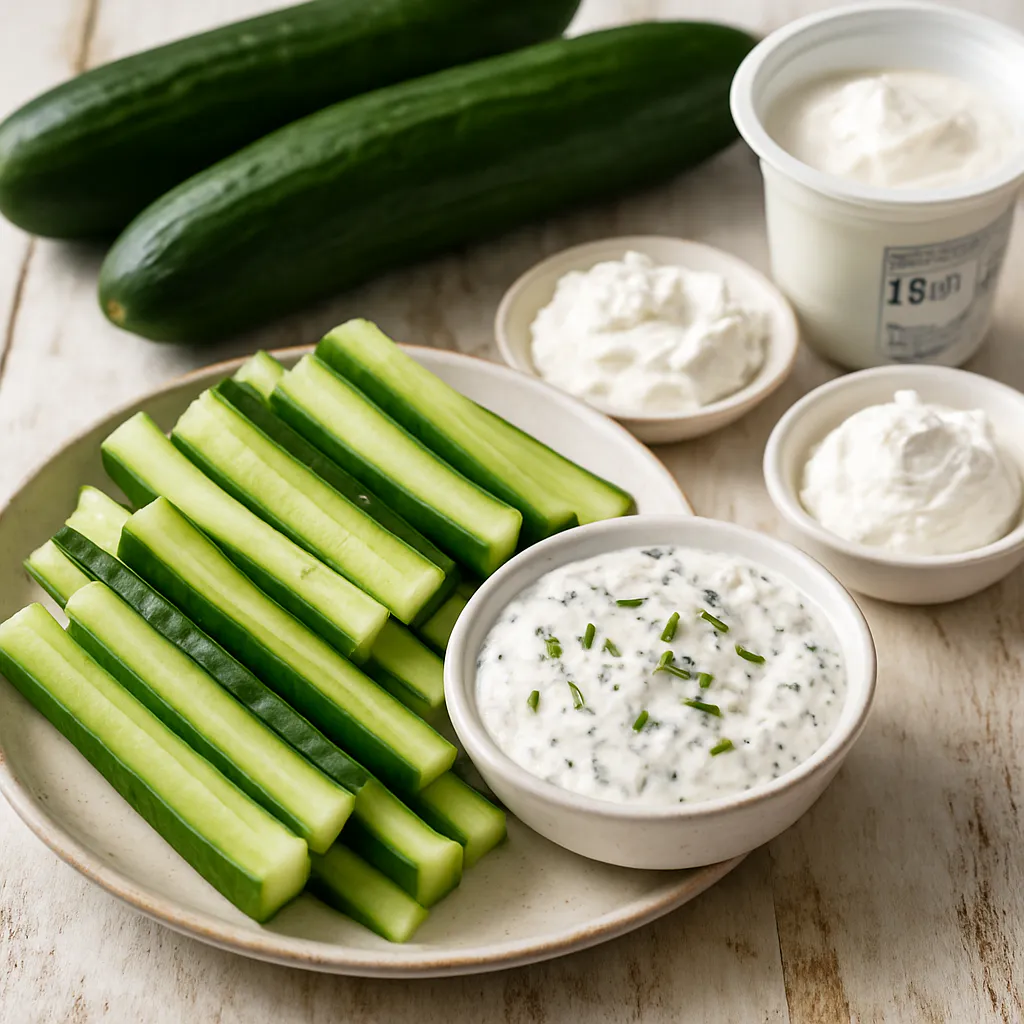 Gurken-Sticks mit Kräuterquark