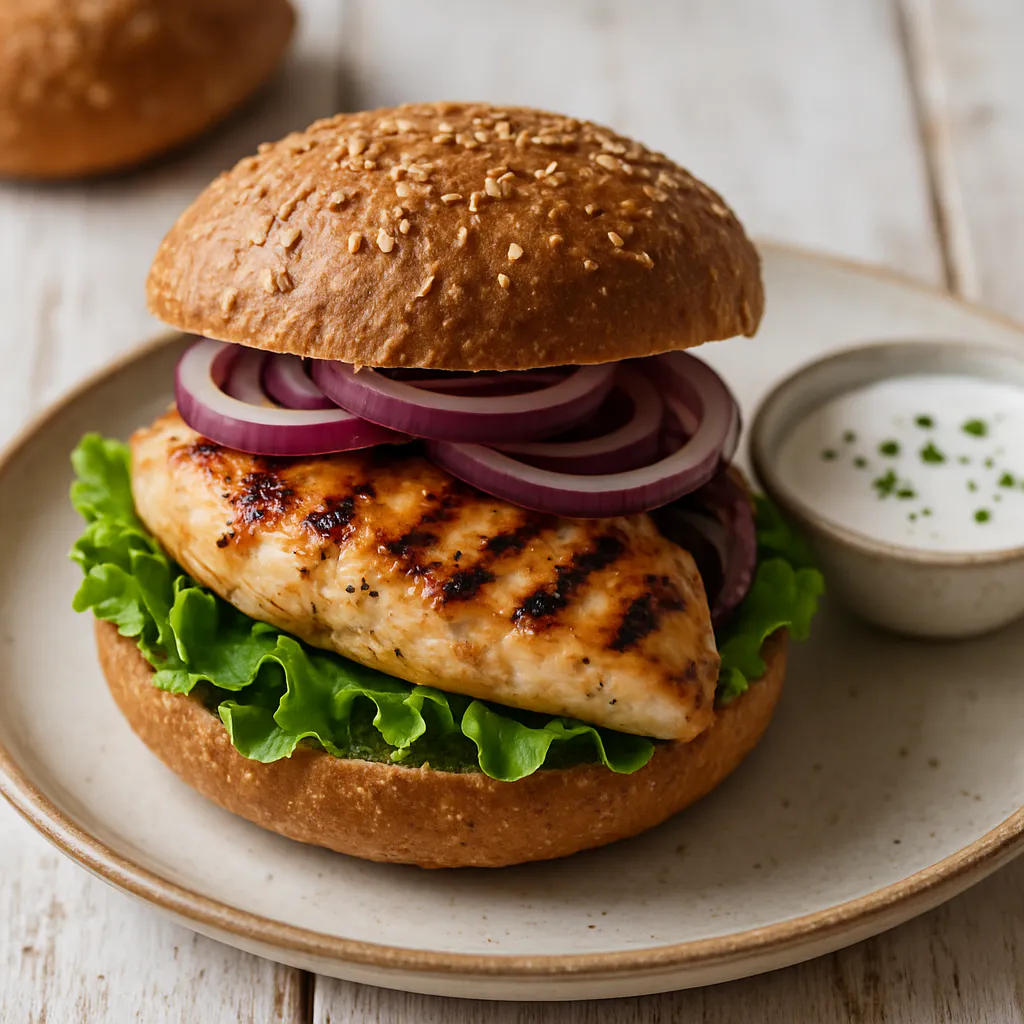 Hähnchen-Burger mit Joghurtdip