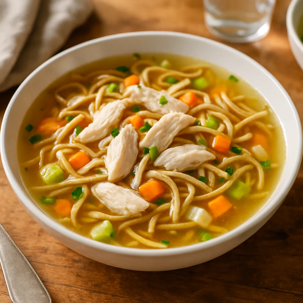 Hähnchen-Nudel-Suppe klar