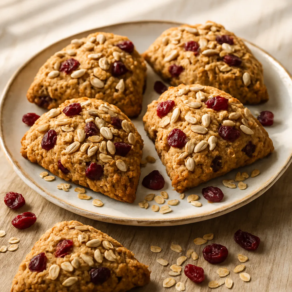 Haferscones mit Cranberries und Sonnenblumenkernen