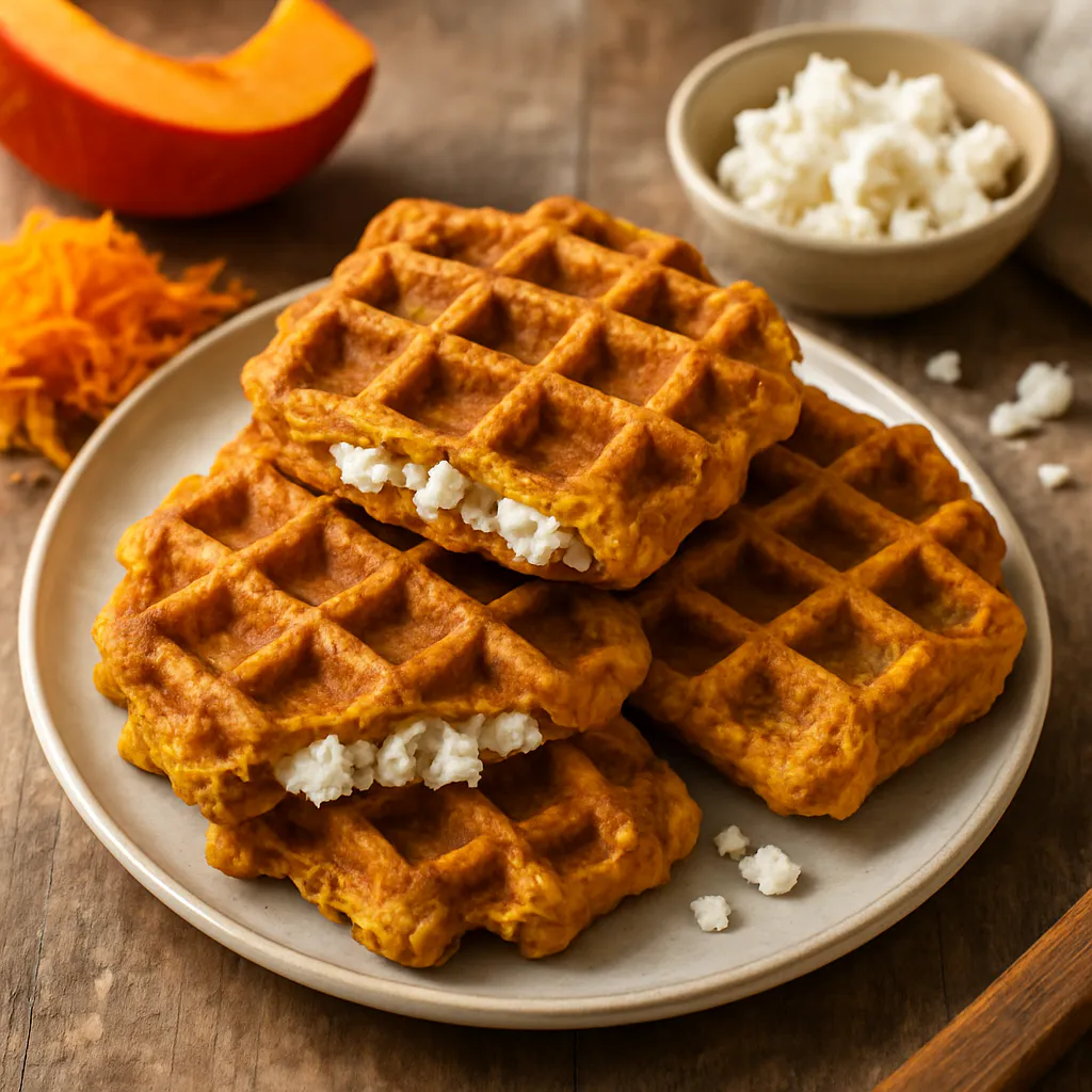 Herzhafte Kürbis-Waffeln mit Feta-Füllung