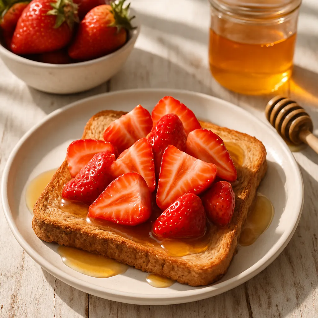 Honig-Toast mit Erdbeeren