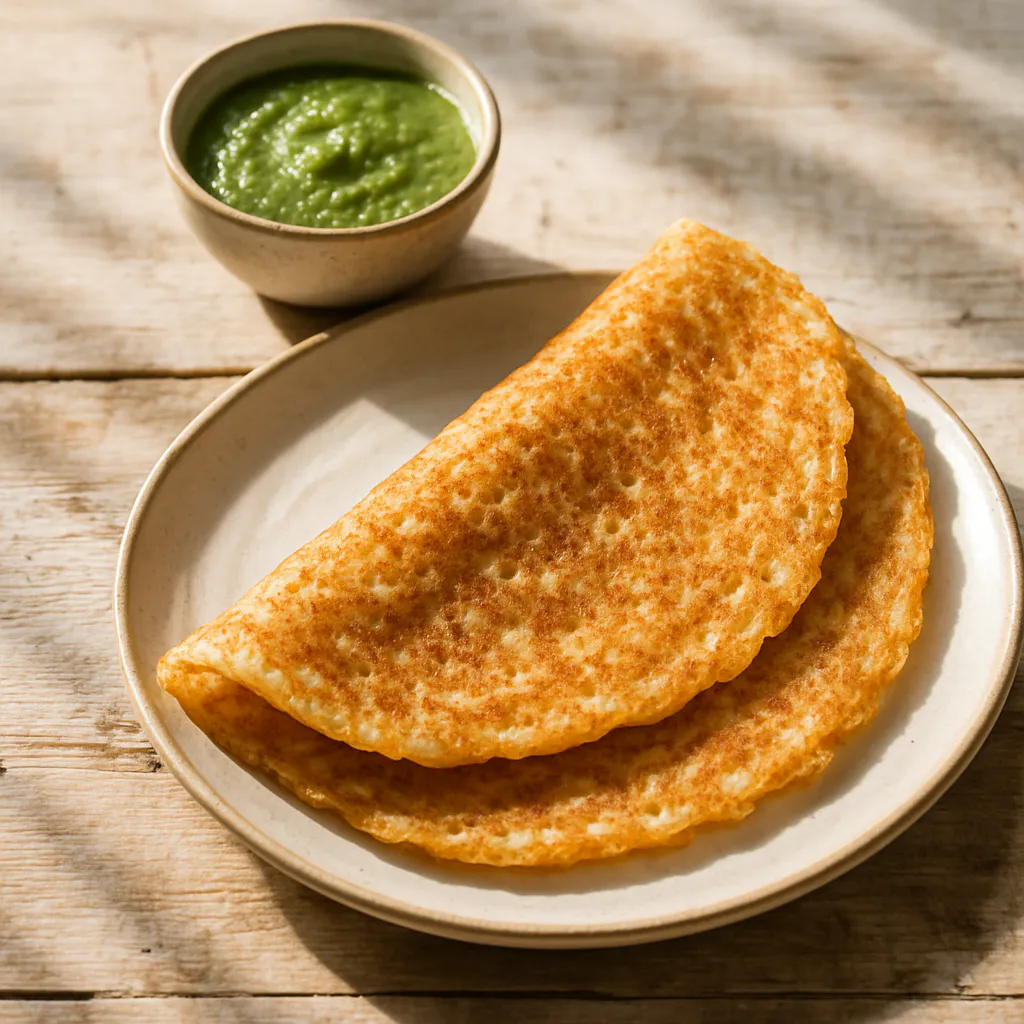 Indische Dosa mit mildem Koriander-Chutney
