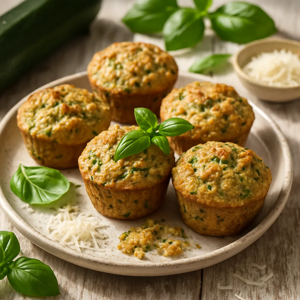 Italienische Zucchini-Muffins mit Parmesan und Basilikum