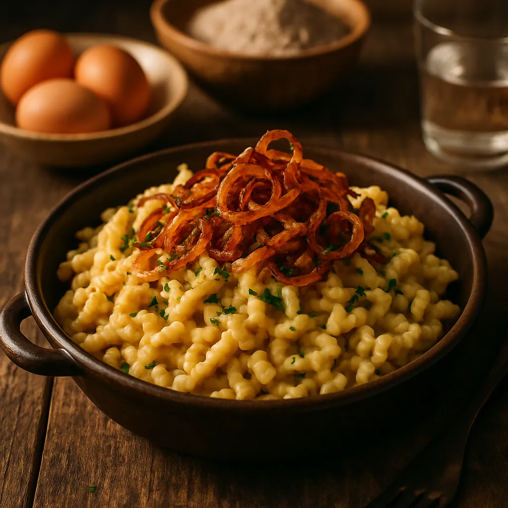 Käsespätzle mit Röstzwiebeln