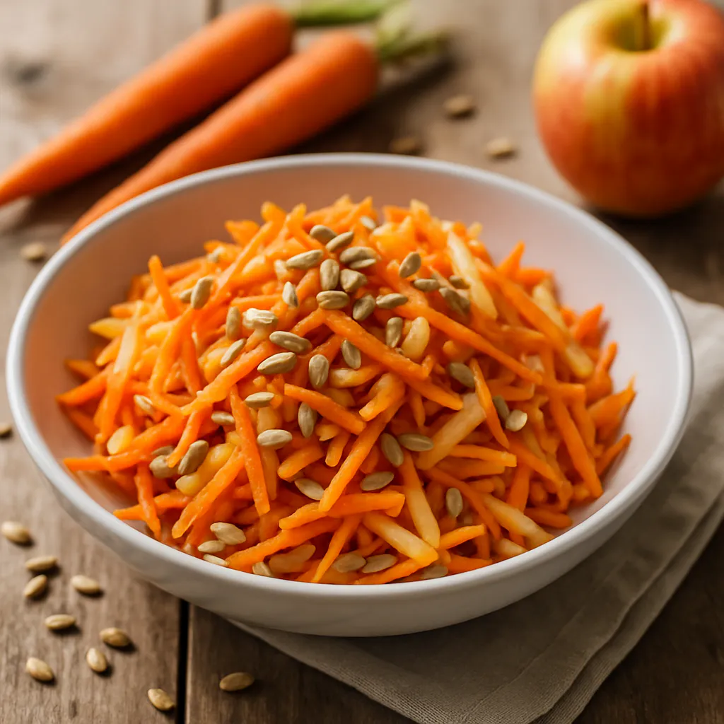 Karotten-Apfel-Rohkost-Salat mit Sonnenblumenkernen