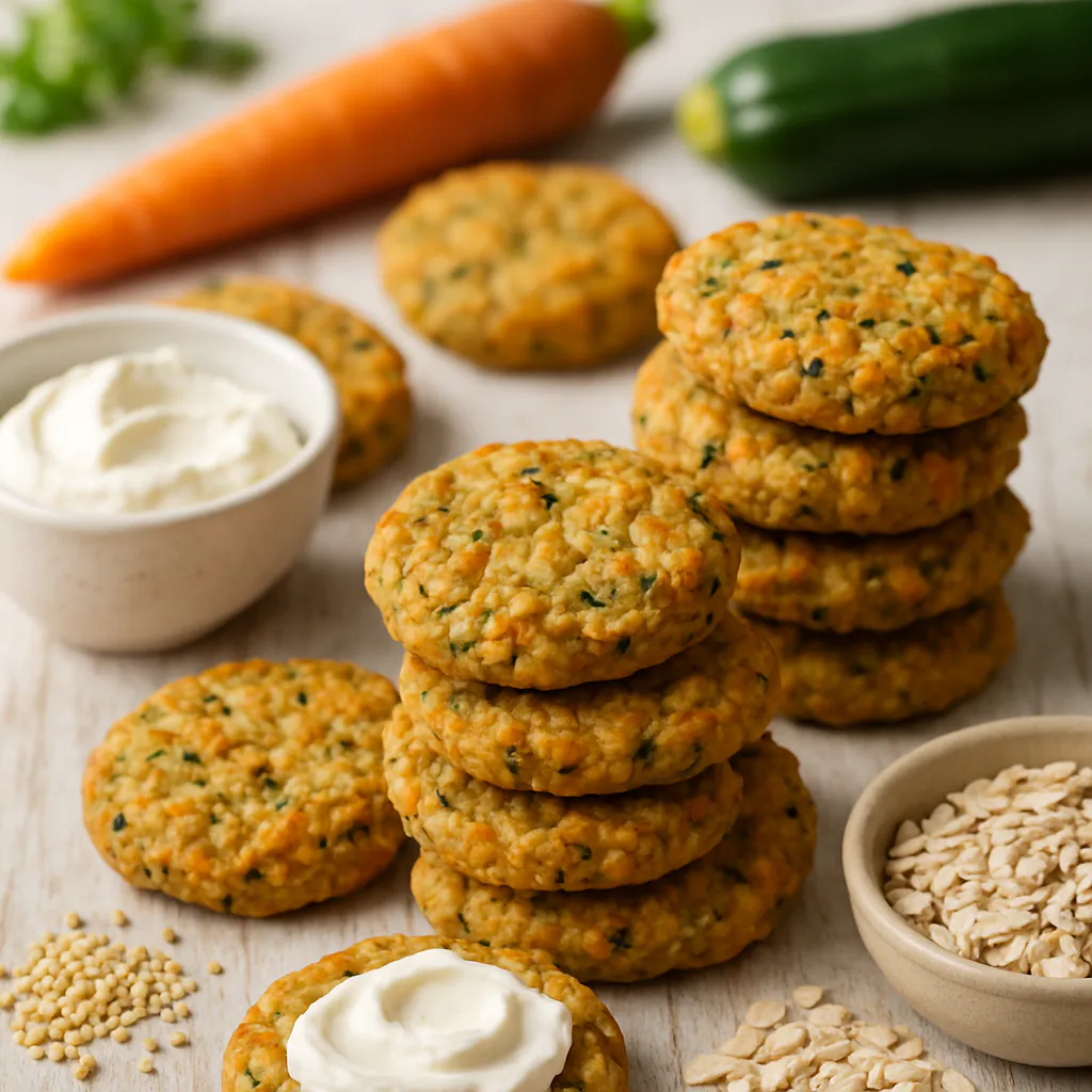 Karotten-Hirsekekse mit Zucchini und Frischkäse