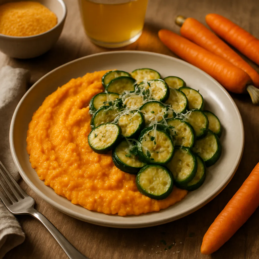 Karotten-Polenta mit Zucchini und Parmesan