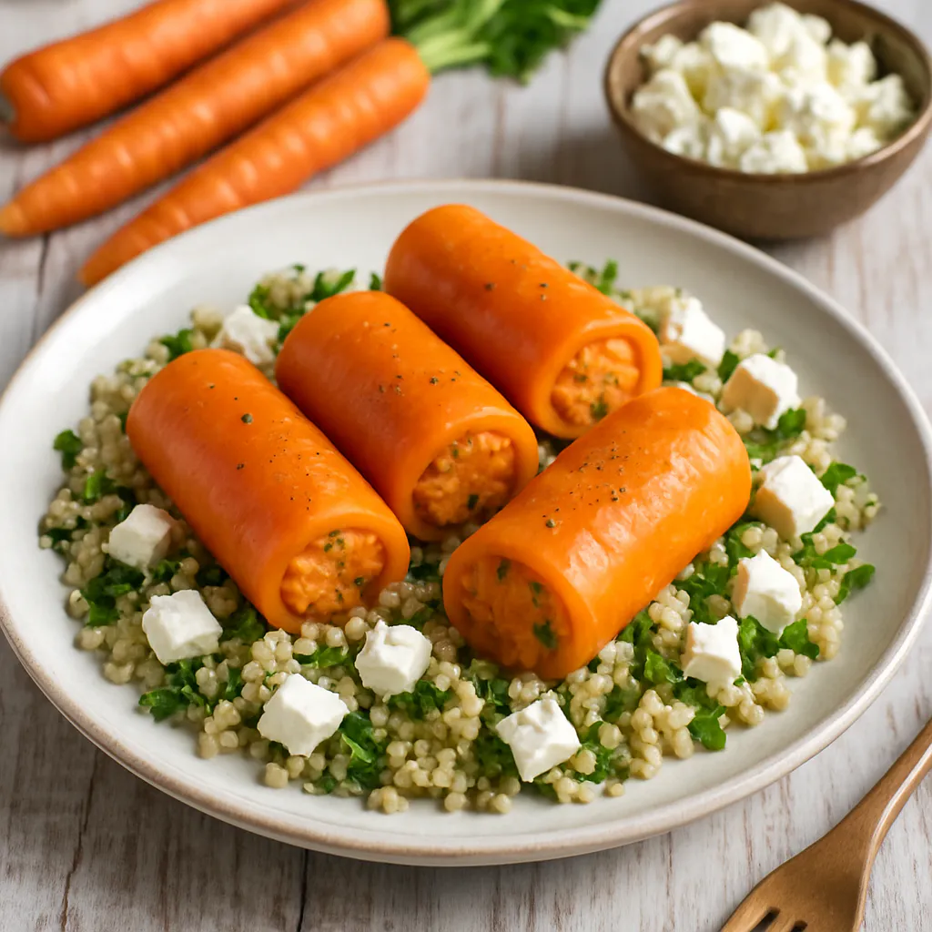 Karotten-Trüffelröllchen mit Quinoa und Feta