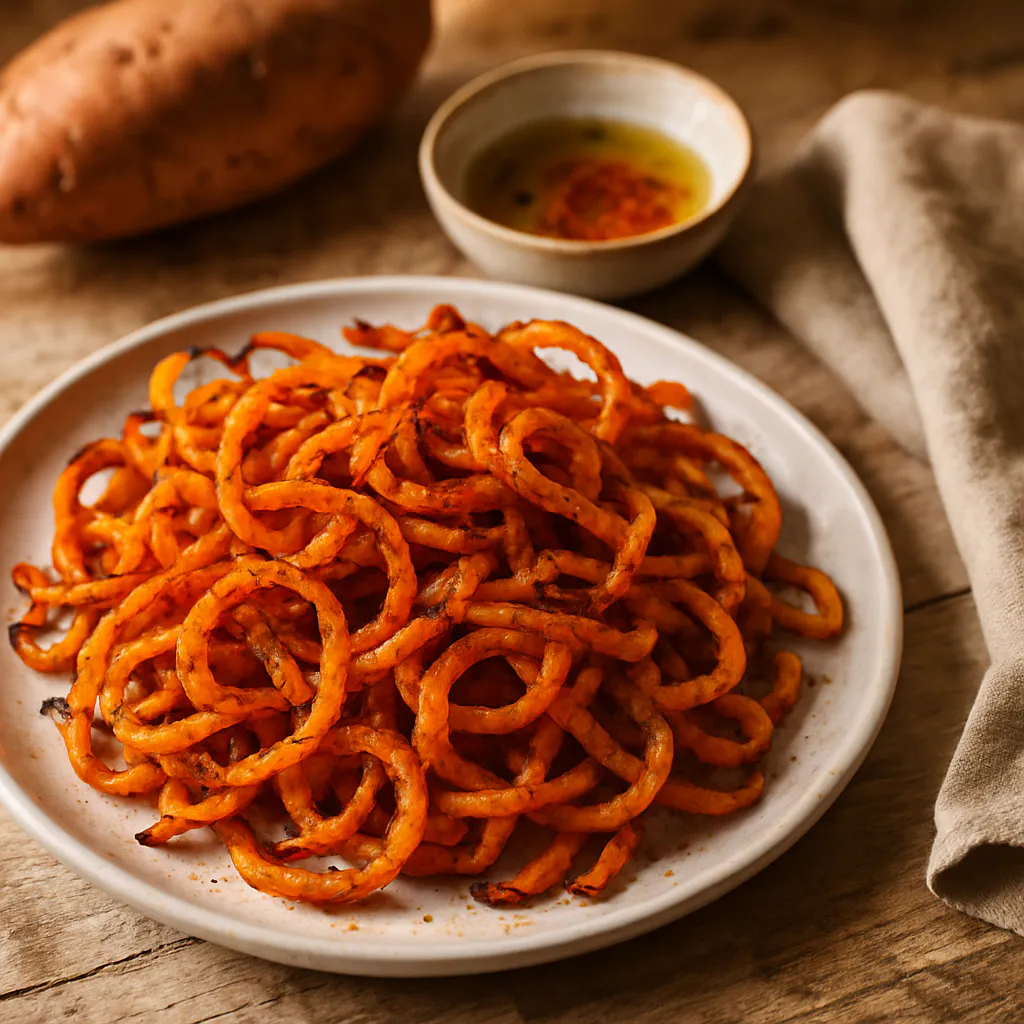 Knusprige Süßkartoffel-Spiralen aus dem Ofen