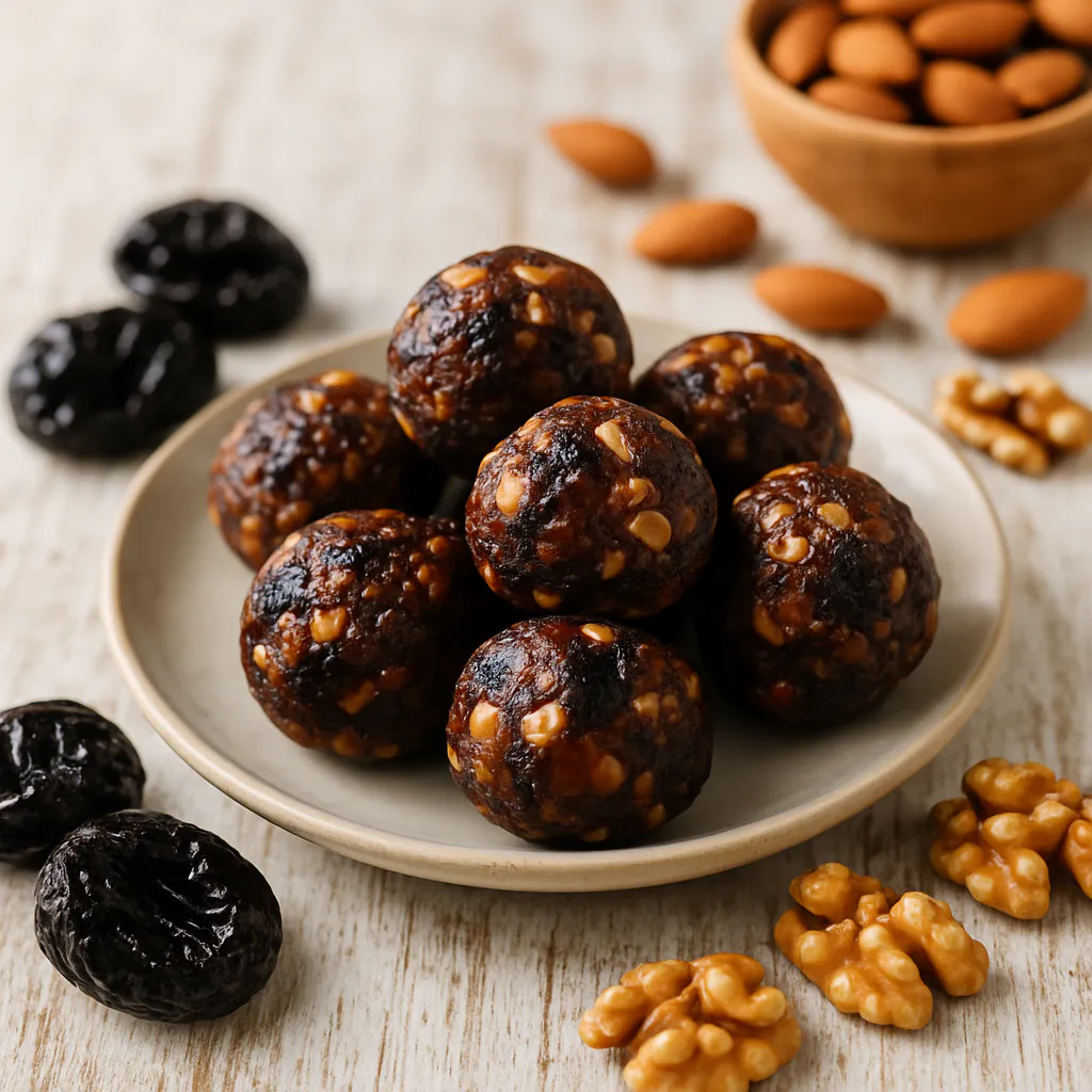 Knusprige Trockenpflaumen-Nuss-Bites