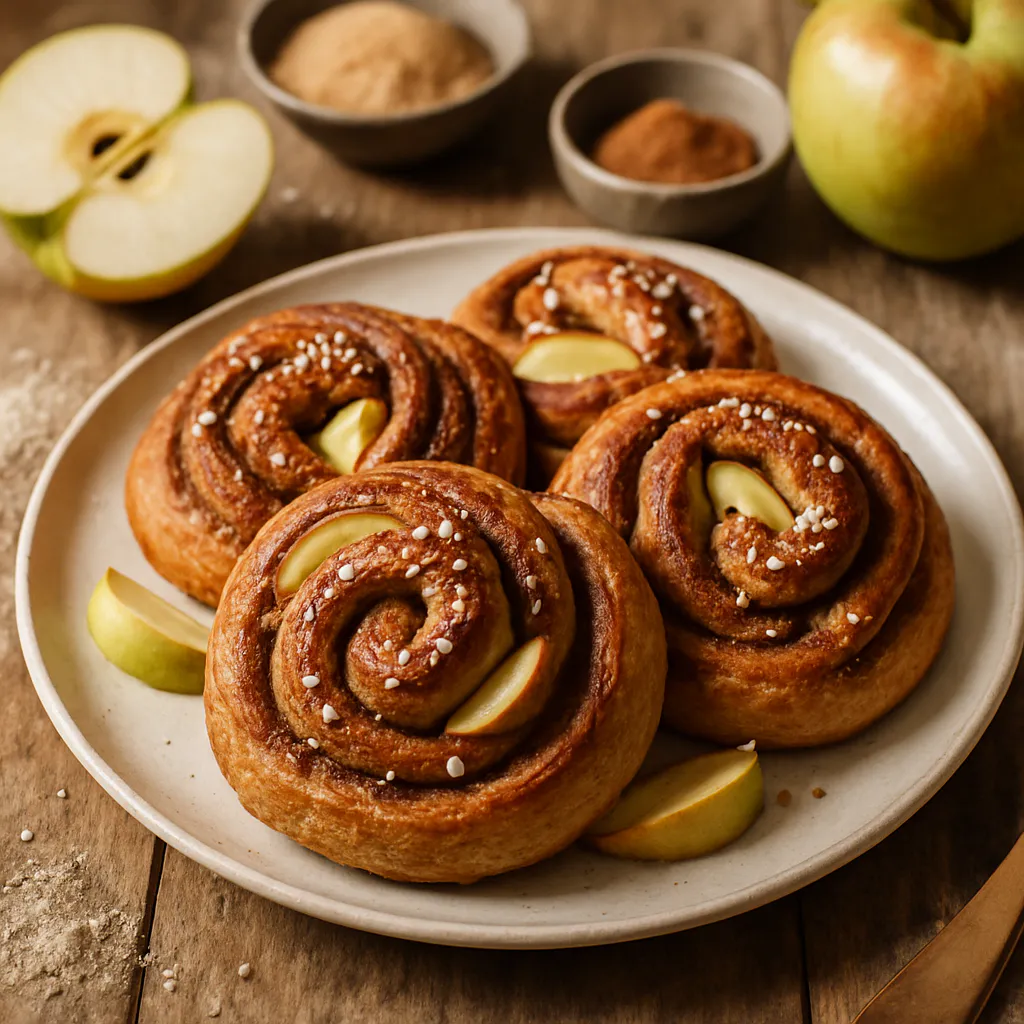 Korvapuusti mit frischen Äpfeln