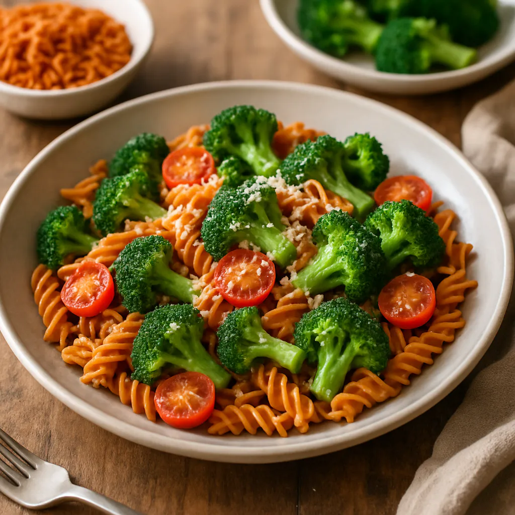 Linsen-Pasta mit Brokkoli und Parmesan