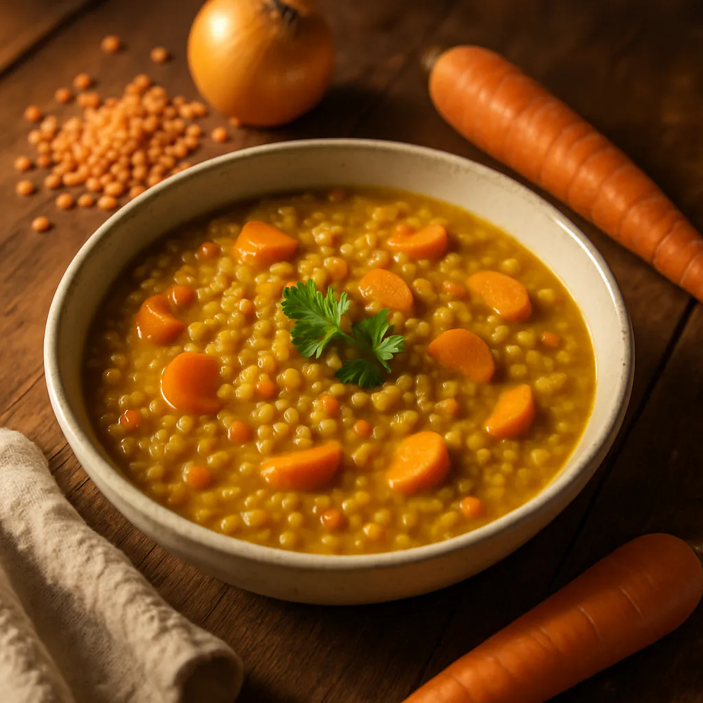 Linsensuppe mit Karotten und mildem Curry