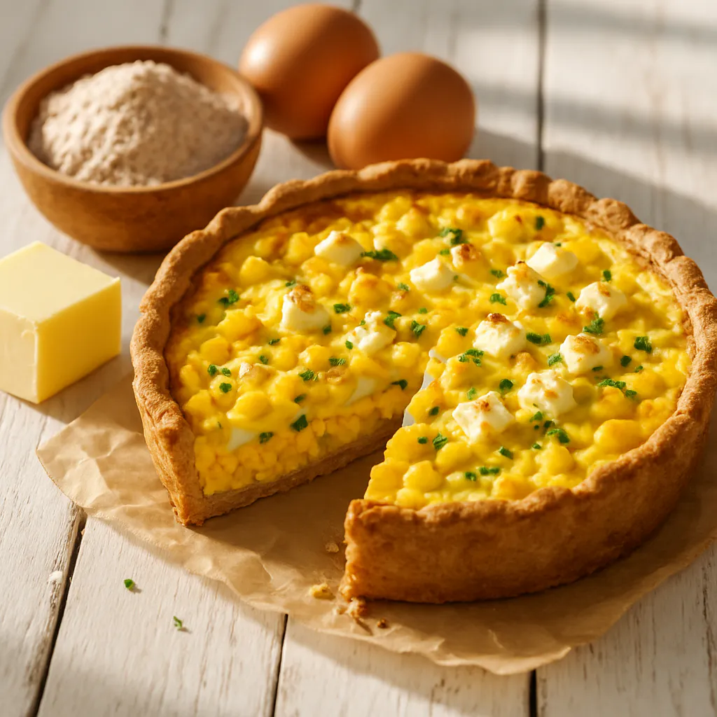 Mais-Quiche ohne Spinat mit Feta
