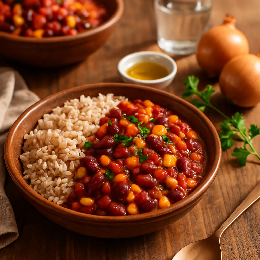 Mildes Chili sin Carne mit Reis