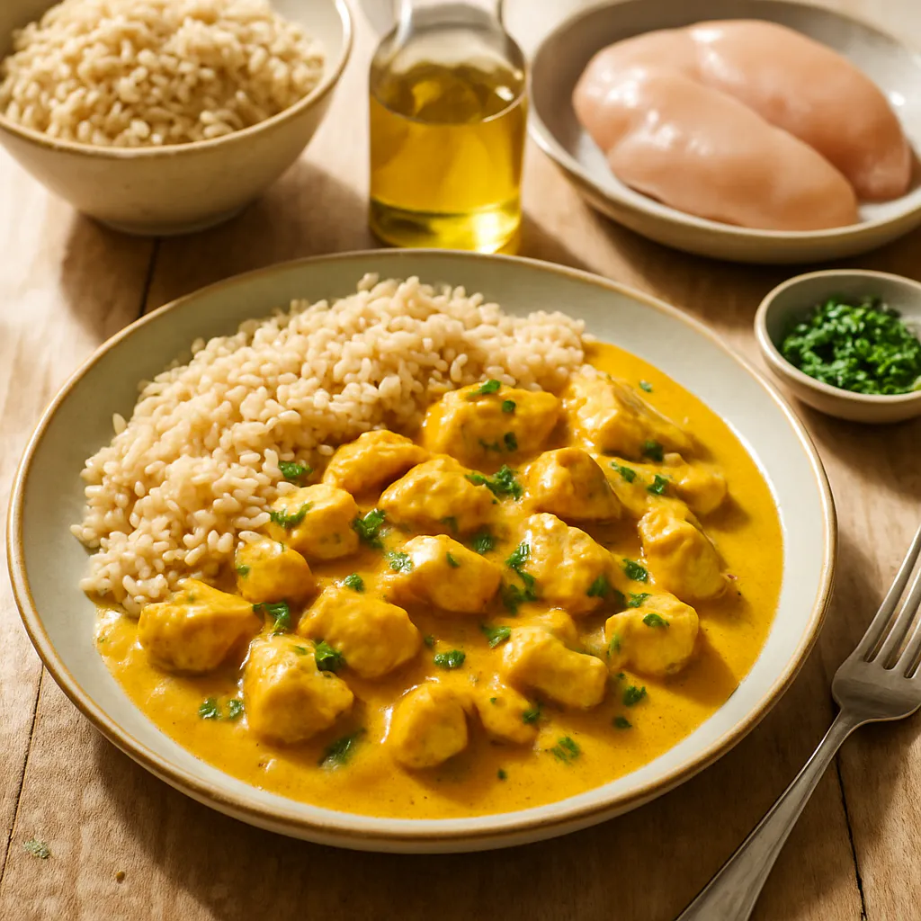 Mildes Hähnchen-Curry mit Reis