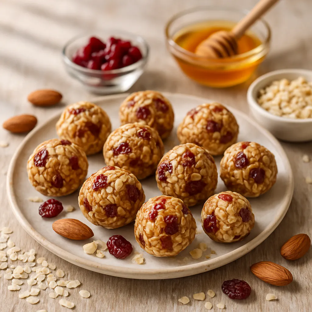 Müsli-Bällchen mit Honig und Mandeln