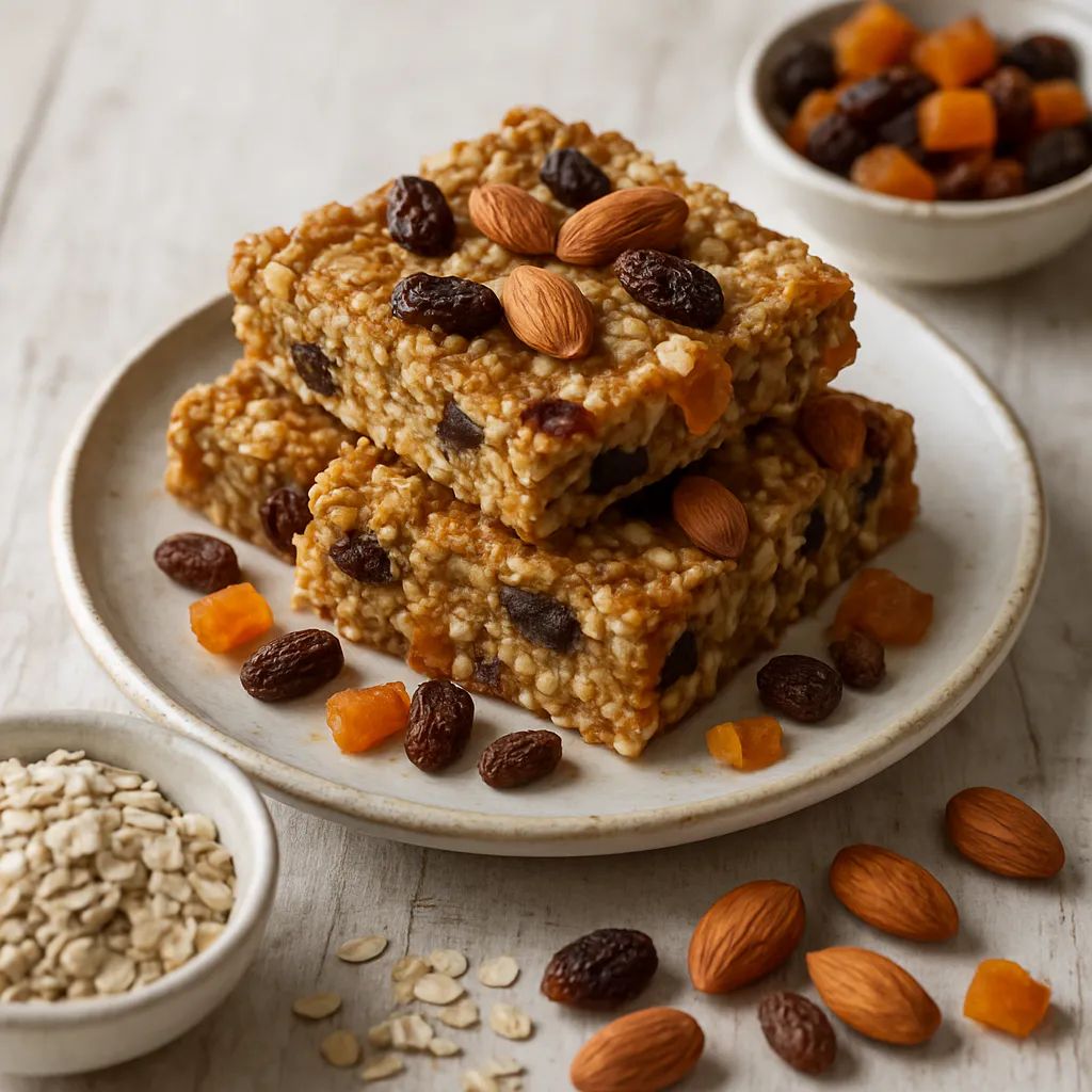 Oatmeal-Energieriegel mit Trockenfrüchten und Nüssen