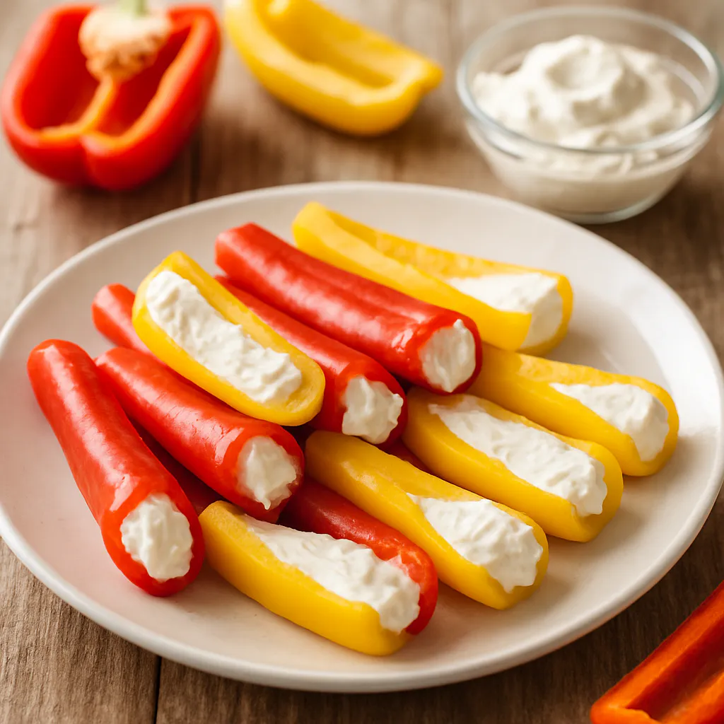 Paprika-Sticks mit Frischkäse