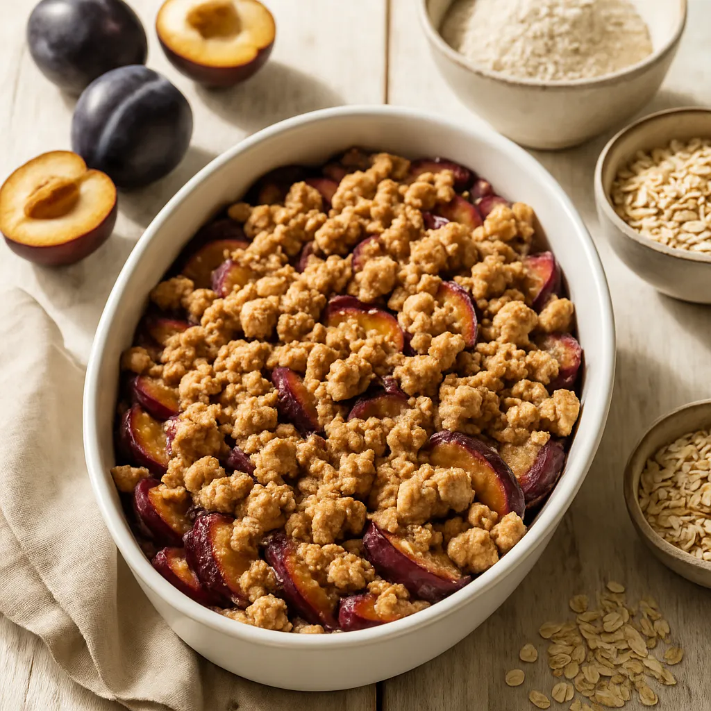 Pflaumen-Streusel-Auflauf light