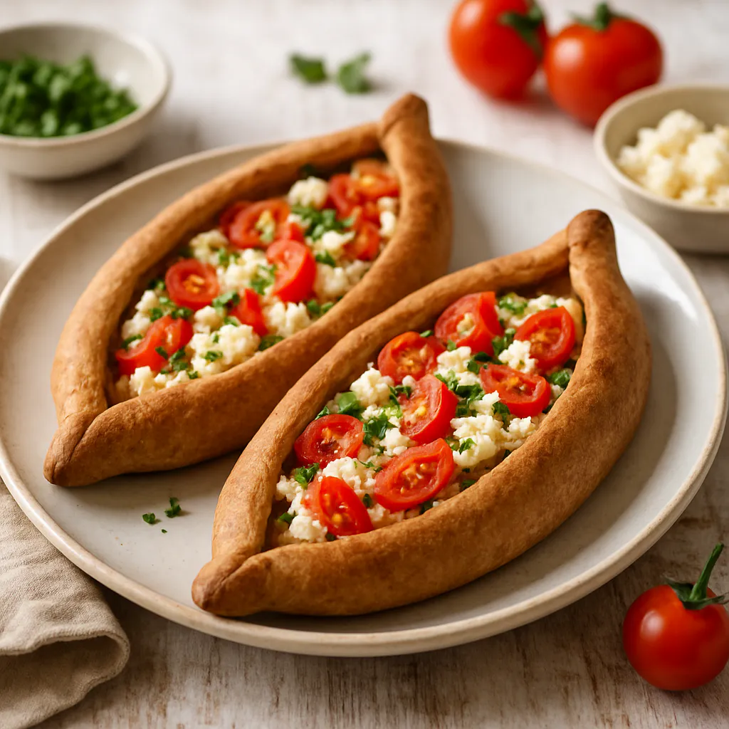 Pide mit Feta und Tomate