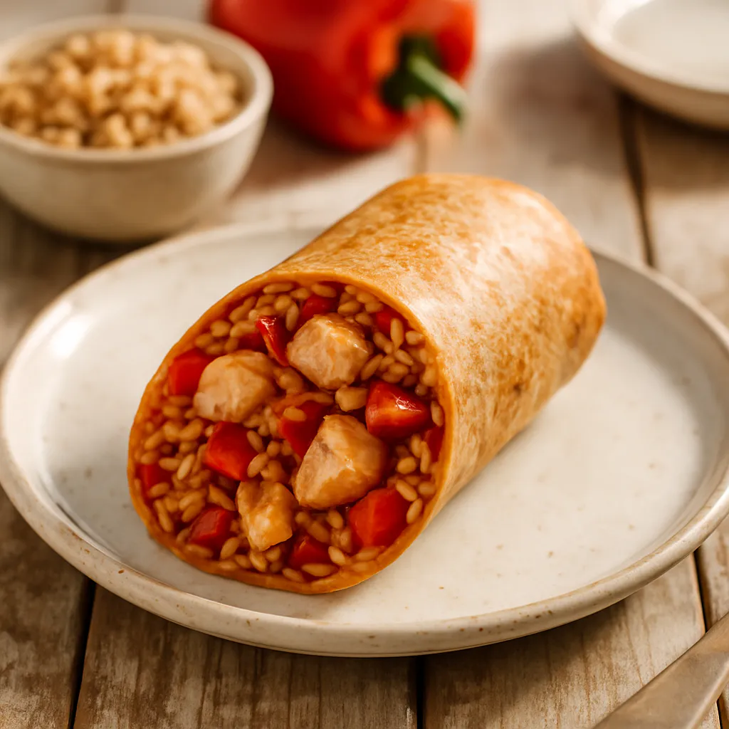 Pikante Reisrolle mit Hähnchen