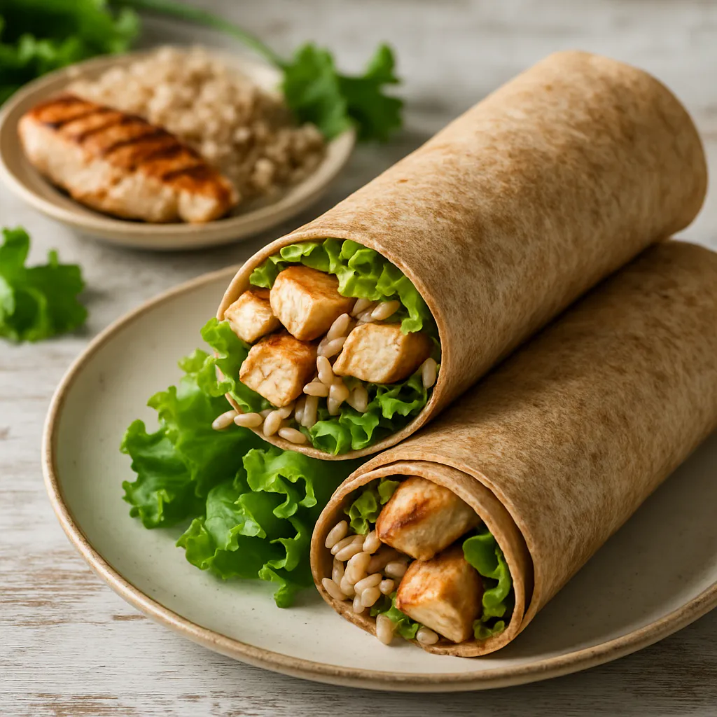 Power-Wrap mit Hähnchen und Reis