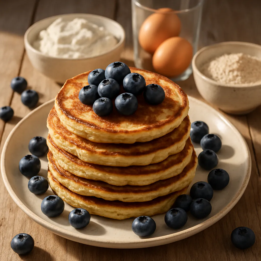 Quark-Pancakes mit Heidelbeeren